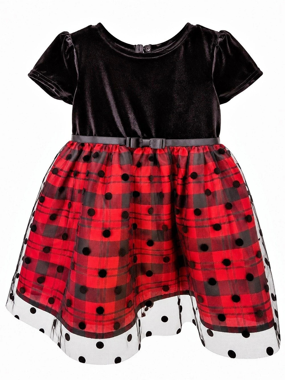 George Baby Velvet Plaid Polka Dot Tulle Holiday Dress 12-18M